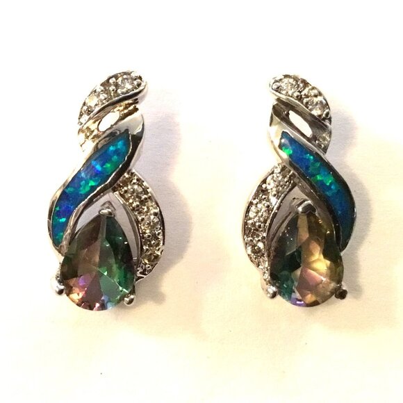 Sterling Silver Cut Crystal Earrings - Picture 1 of 5